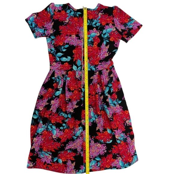 LULAROE "Simply Comfortable" Dress Size Small Floral Multicolor Pockets Stretch - Picture 14 of 16